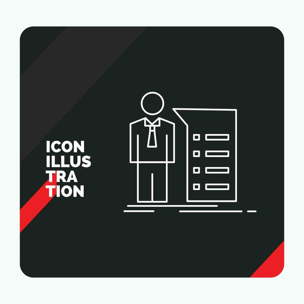 Red and Black Creative presentation Background for Business. explanation. graph. meeting. presentation Line Icon vector