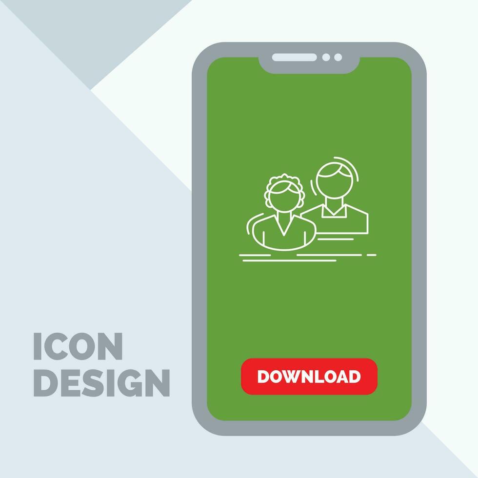student. employee. group. couple. team Line Icon in Mobile for Download Page vector