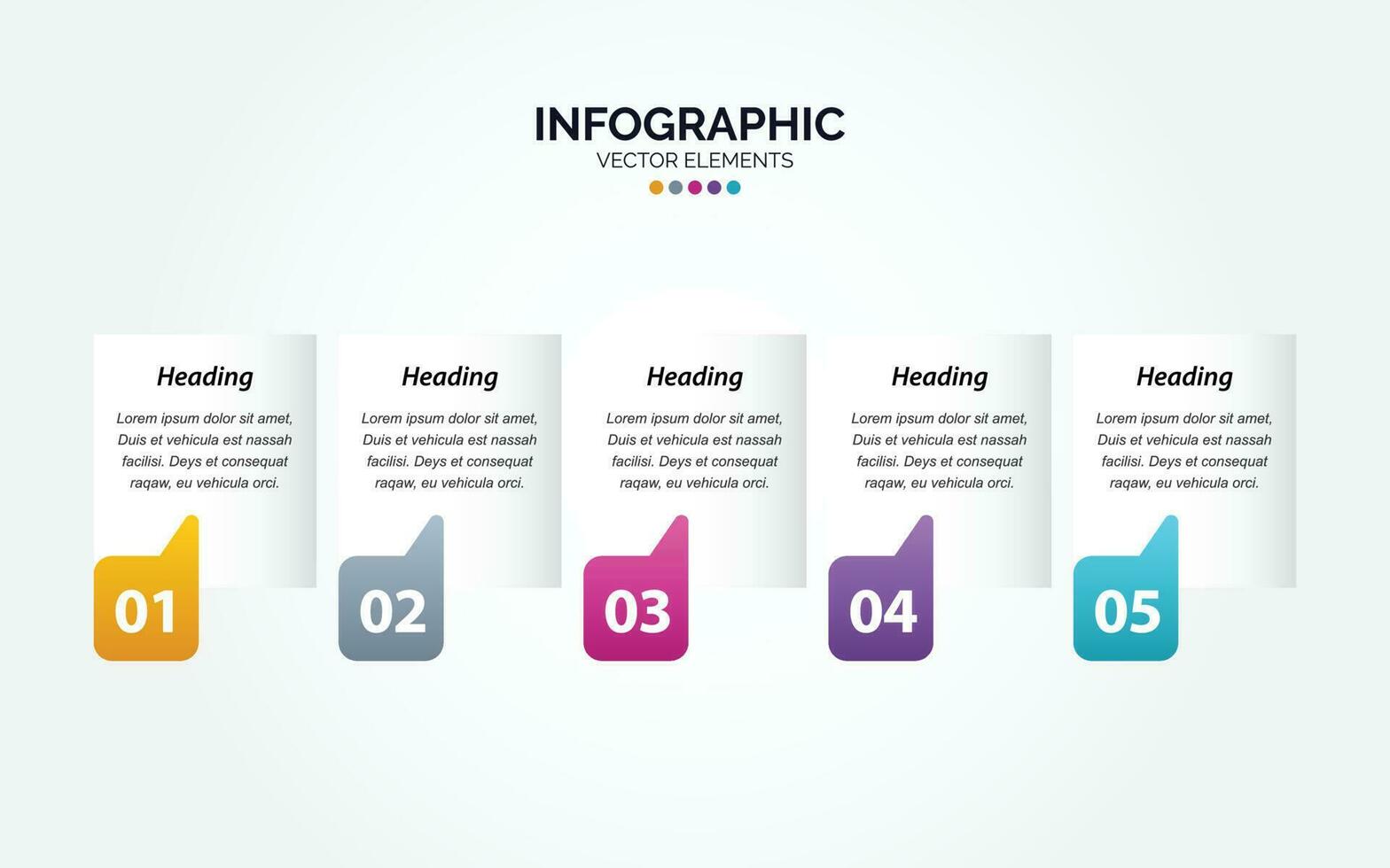 5 Step useful banners for Horizontal Infographic vector