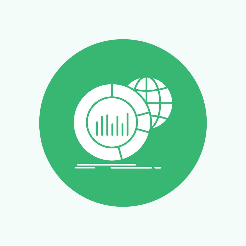 Big. chart. data. world. infographic White Glyph Icon in Circle. Vector Button illustration