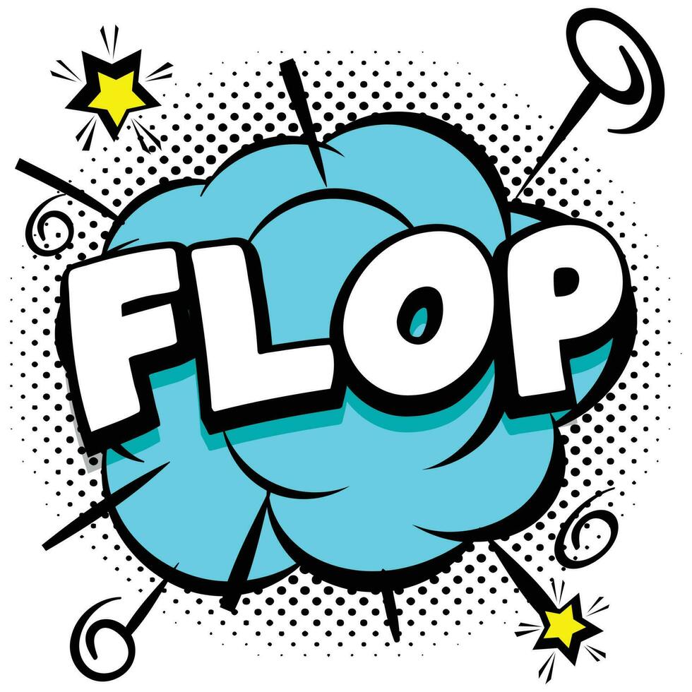 flop comic plantilla brillante con burbujas de discurso en marcos coloridos vector