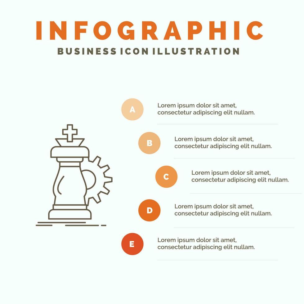 estrategia. ajedrez. caballo. caballero. plantilla de infografía de éxito para sitio web y presentación. icono de línea gris con ilustración de vector de estilo infográfico naranja