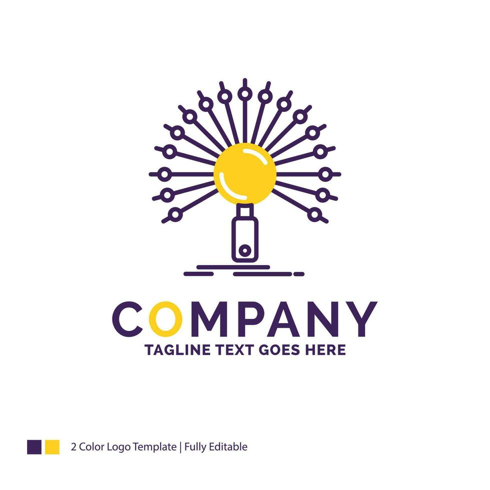 Company Name Logo Design For Data. information. informational. network. retrieval. Purple and yellow Brand Name Design with place for Tagline. Creative Logo template for Small and Large Business. vector