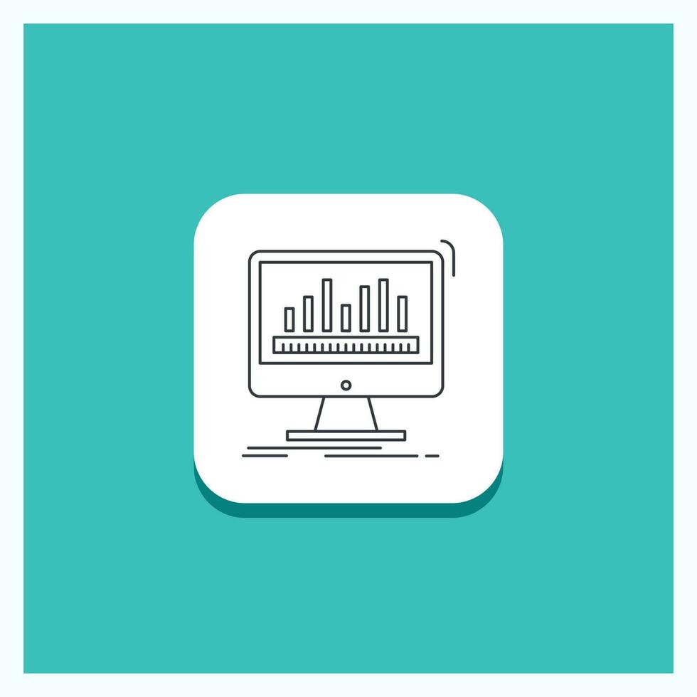 Round Button for analytics. processing. dashboard. data. stats Line icon Turquoise Background vector