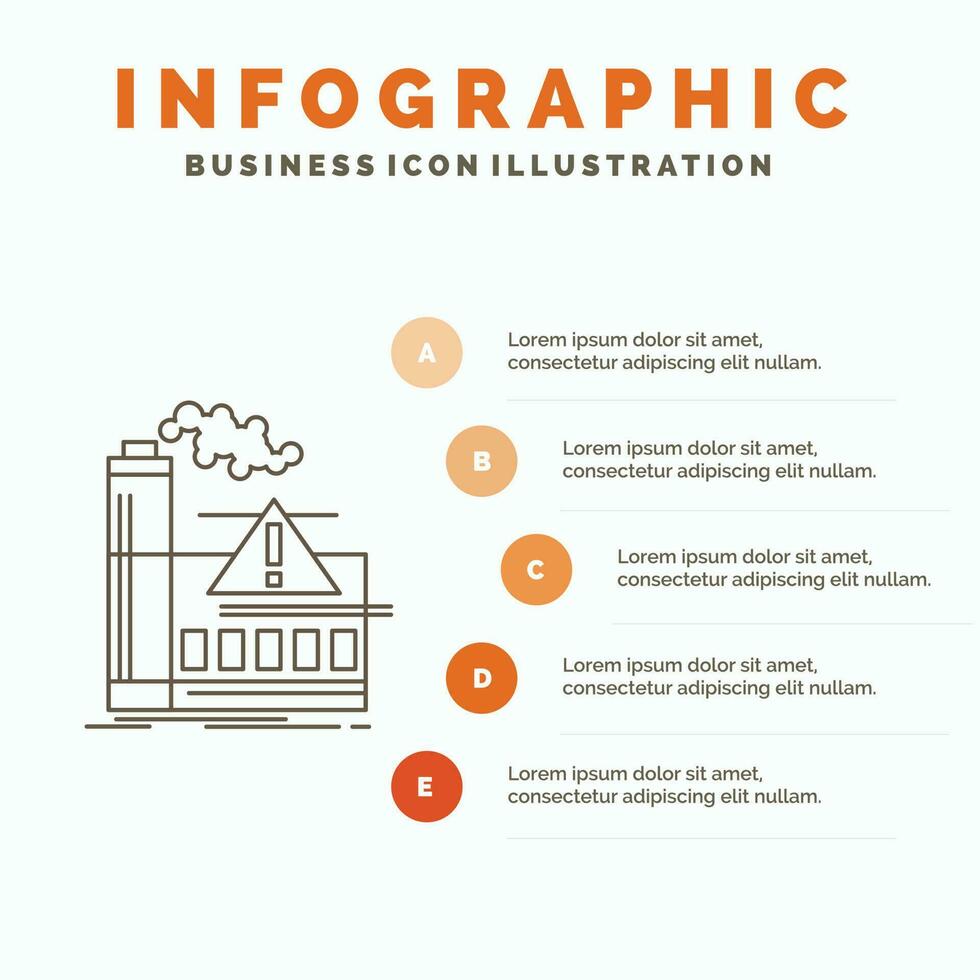pollution. Factory. Air. Alert. industry Infographics Template for Website and Presentation. Line Gray icon with Orange infographic style vector illustration