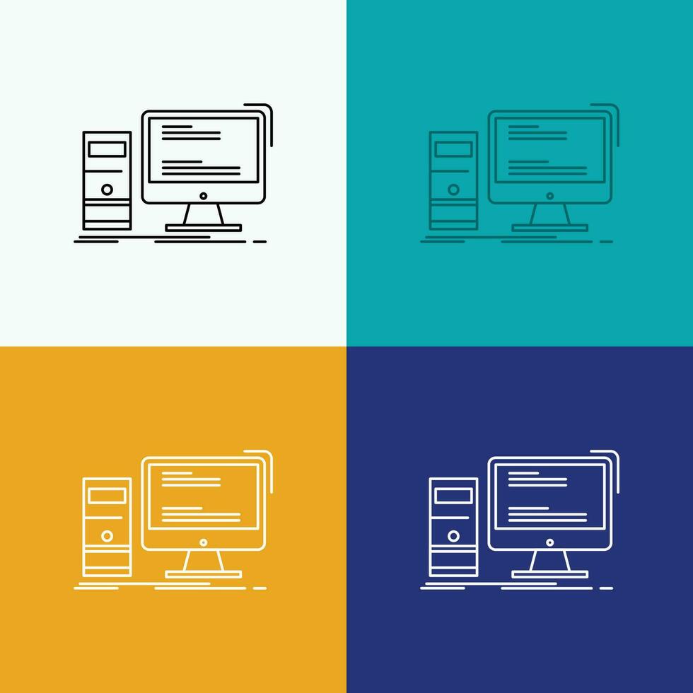 Computer. desktop. gaming. pc. personal Icon Over Various Background. Line style design. designed for web and app. Eps 10 vector illustration