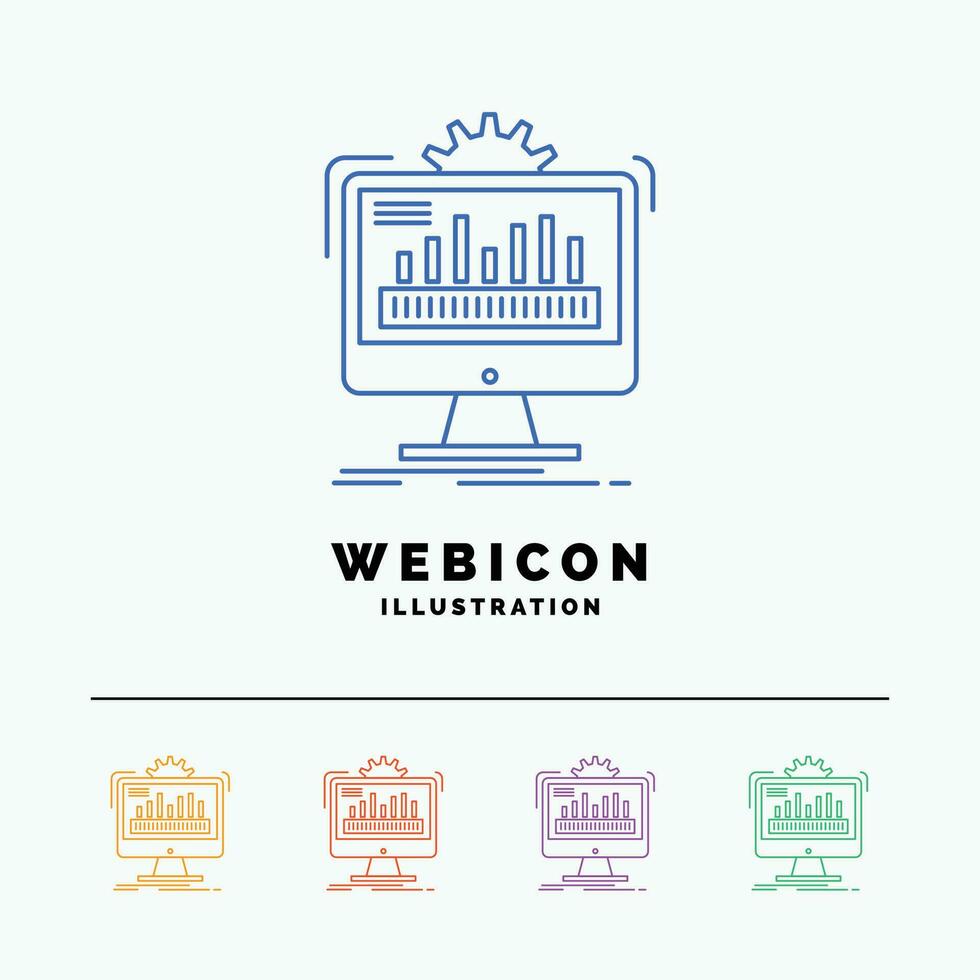 dashboard. admin. monitor. monitoring. processing 5 Color Line Web Icon Template isolated on white. Vector illustration