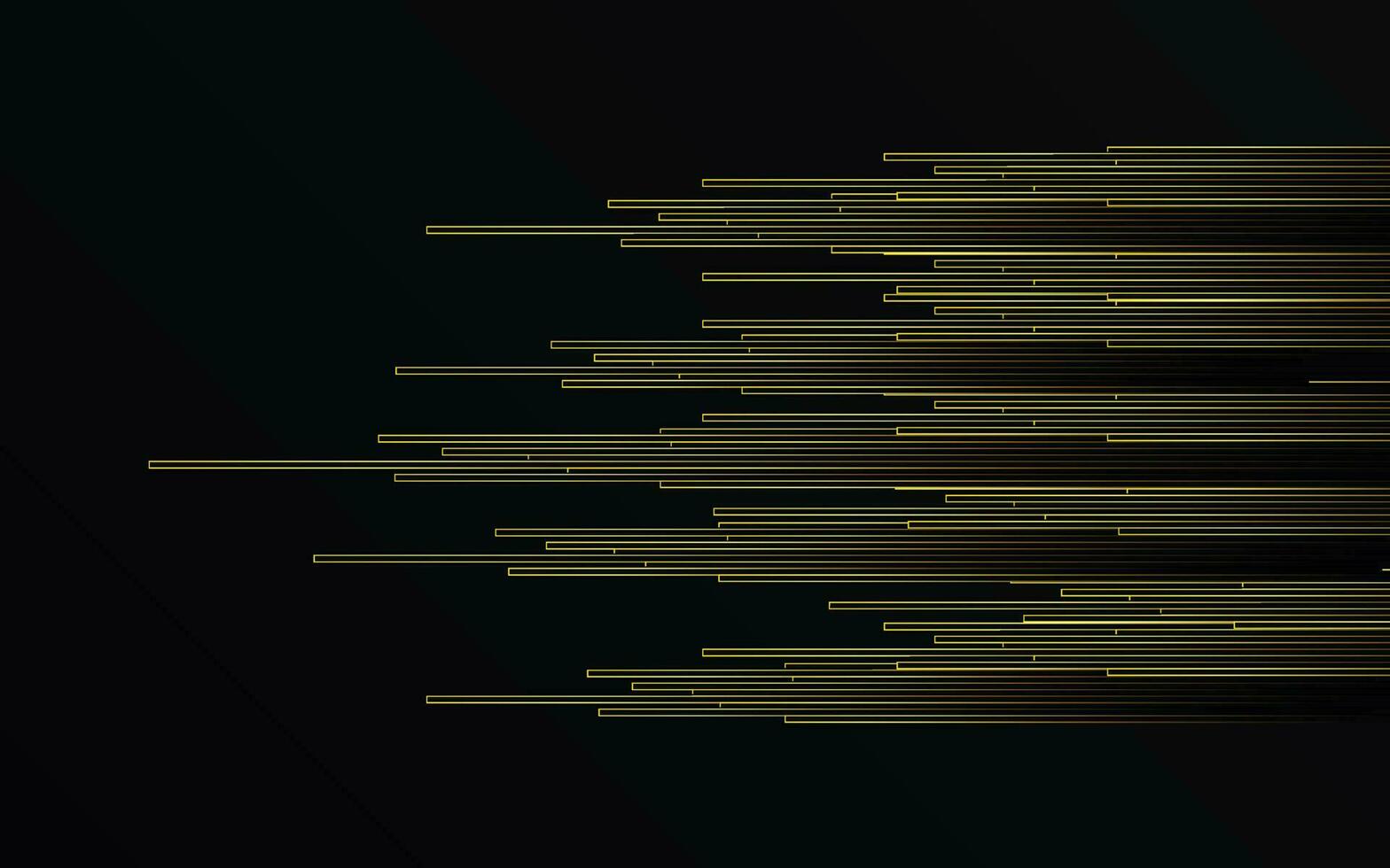 Abstract Gold light Lines Pipe speed zoom on black background technology vector