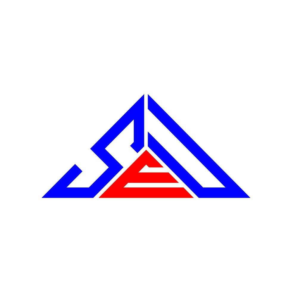 SEU letter logo creative design with vector graphic, SEU simple and modern logo in triangle shape.