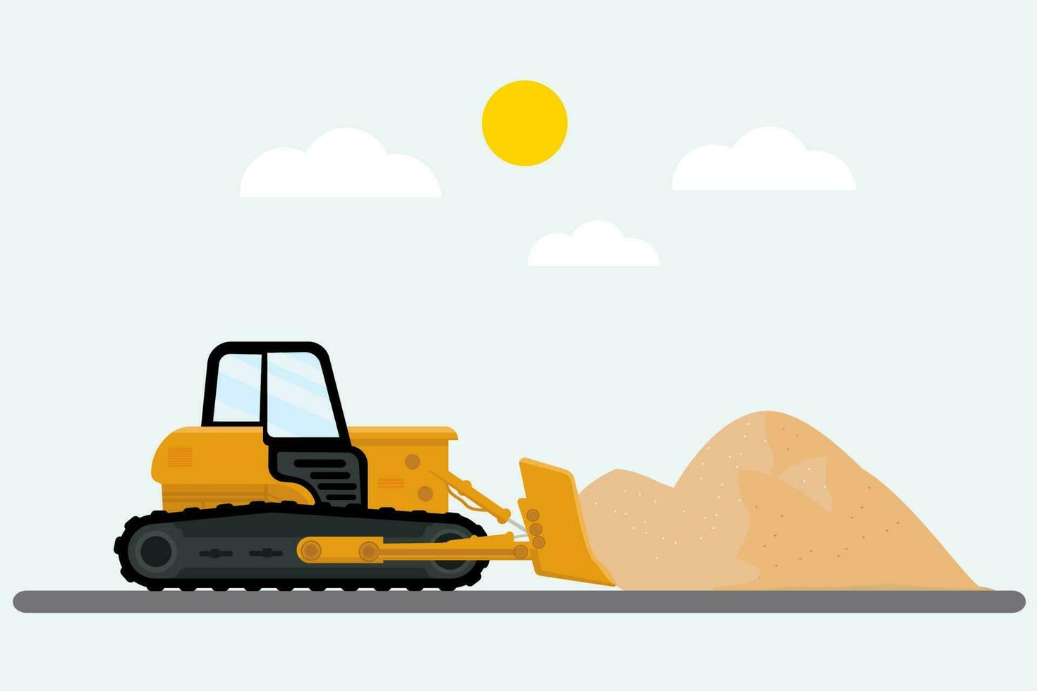 heavy machine vector bulldozer vehicle pushing the ground vector illustration