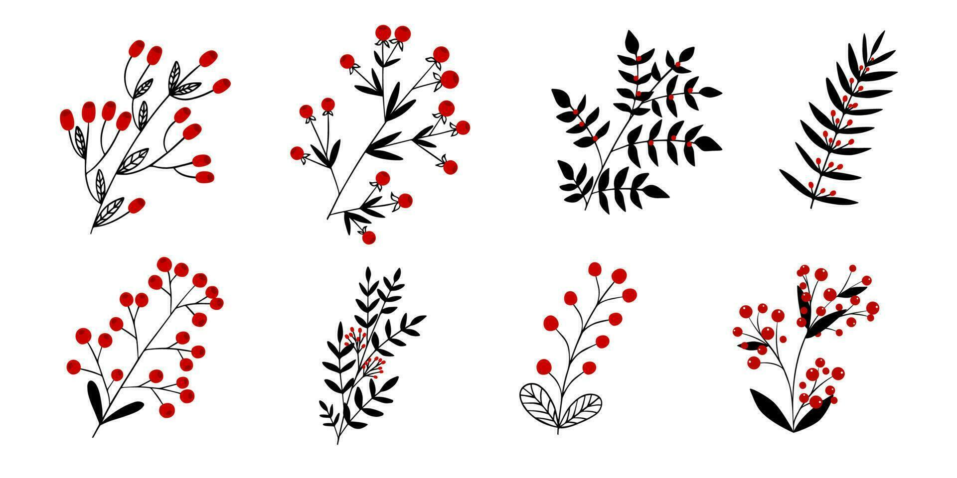 Christmas plant, holly berry, winter decor element vector icon, evergreen leaf branch isolated on white background. Holiday New Year illustration