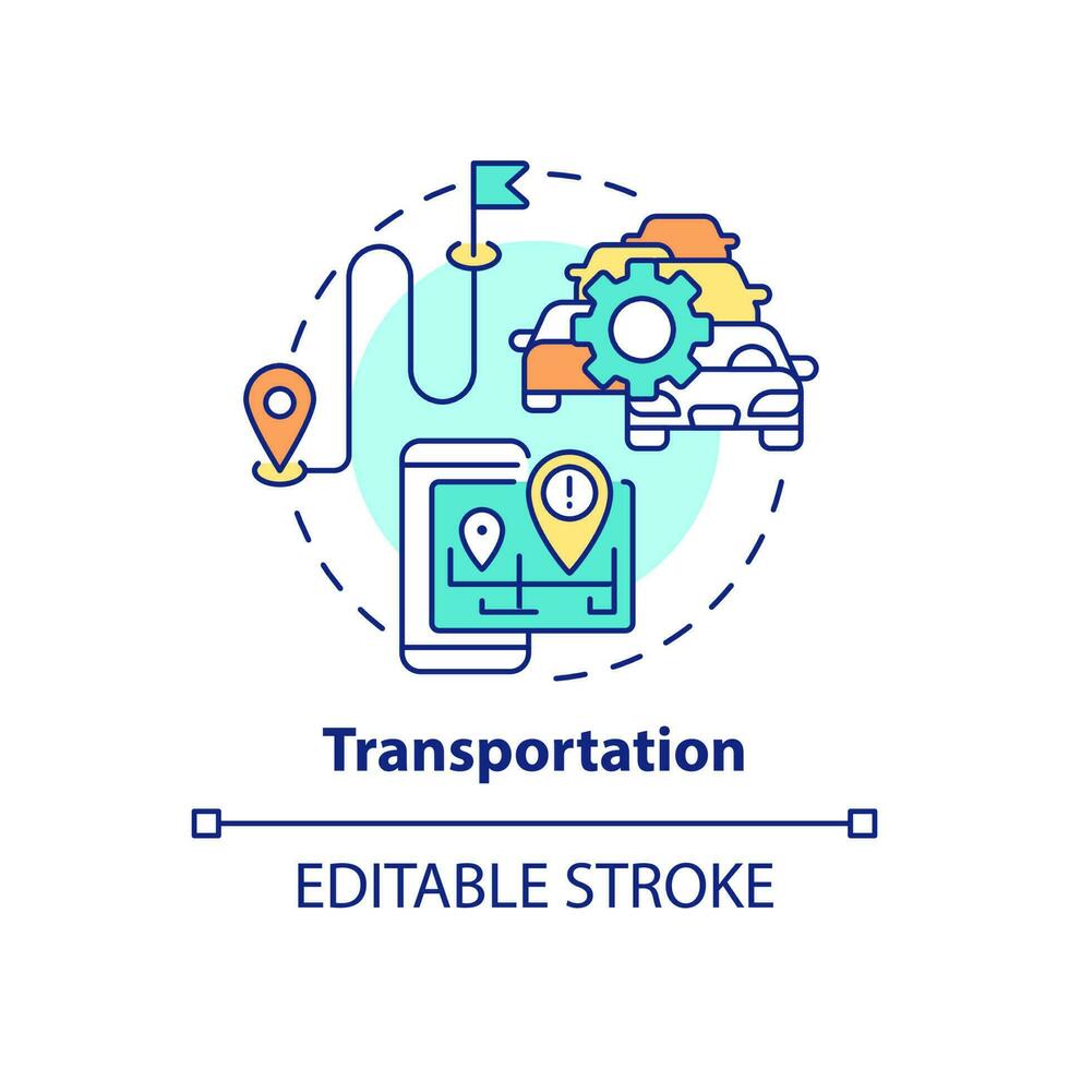 Transportation concept icon. Big data application abstract idea thin line illustration. Passenger volumes prediction. Isolated outline drawing. Editable stroke. vector
