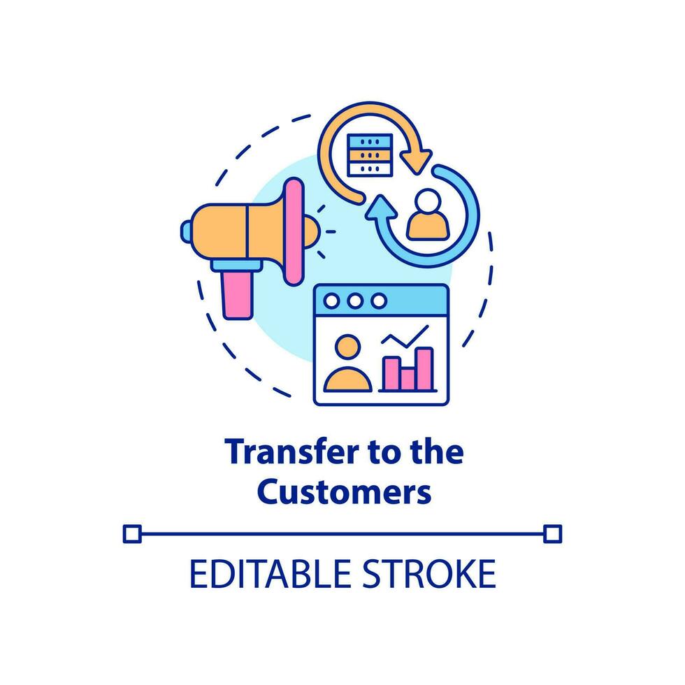 Transfer to customers concept icon. Marketing channel abstract idea thin line illustration. Producer-consumer principle. Isolated outline drawing. Editable stroke. vector