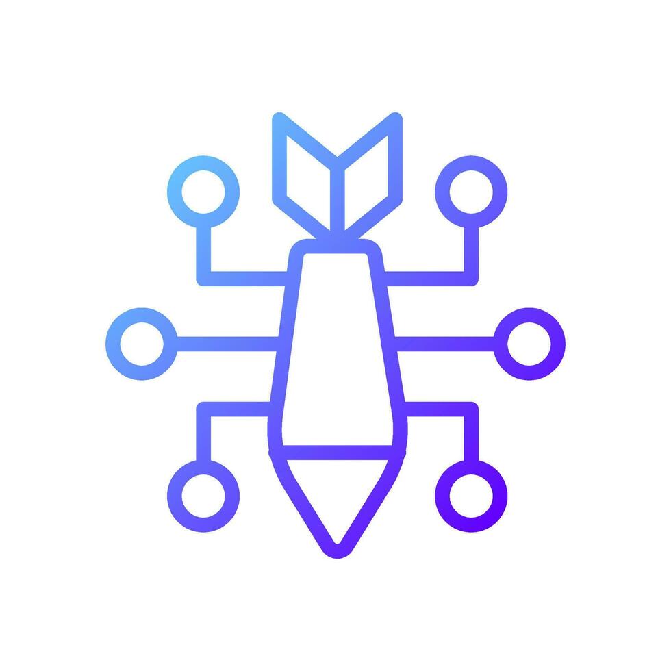 Cyber attack pixel perfect gradient linear vector icon. Cybercrime. Deploy malware. Hacking activity. Data breach. Thin line color symbol. Modern style pictogram. Vector isolated outline drawing