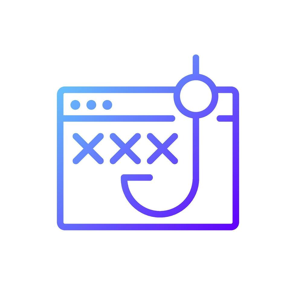Phishing pixel perfect gradient linear vector icon. Social engineering. Stealing personal information. Cyber crime. Thin line color symbol. Modern style pictogram. Vector isolated outline drawing