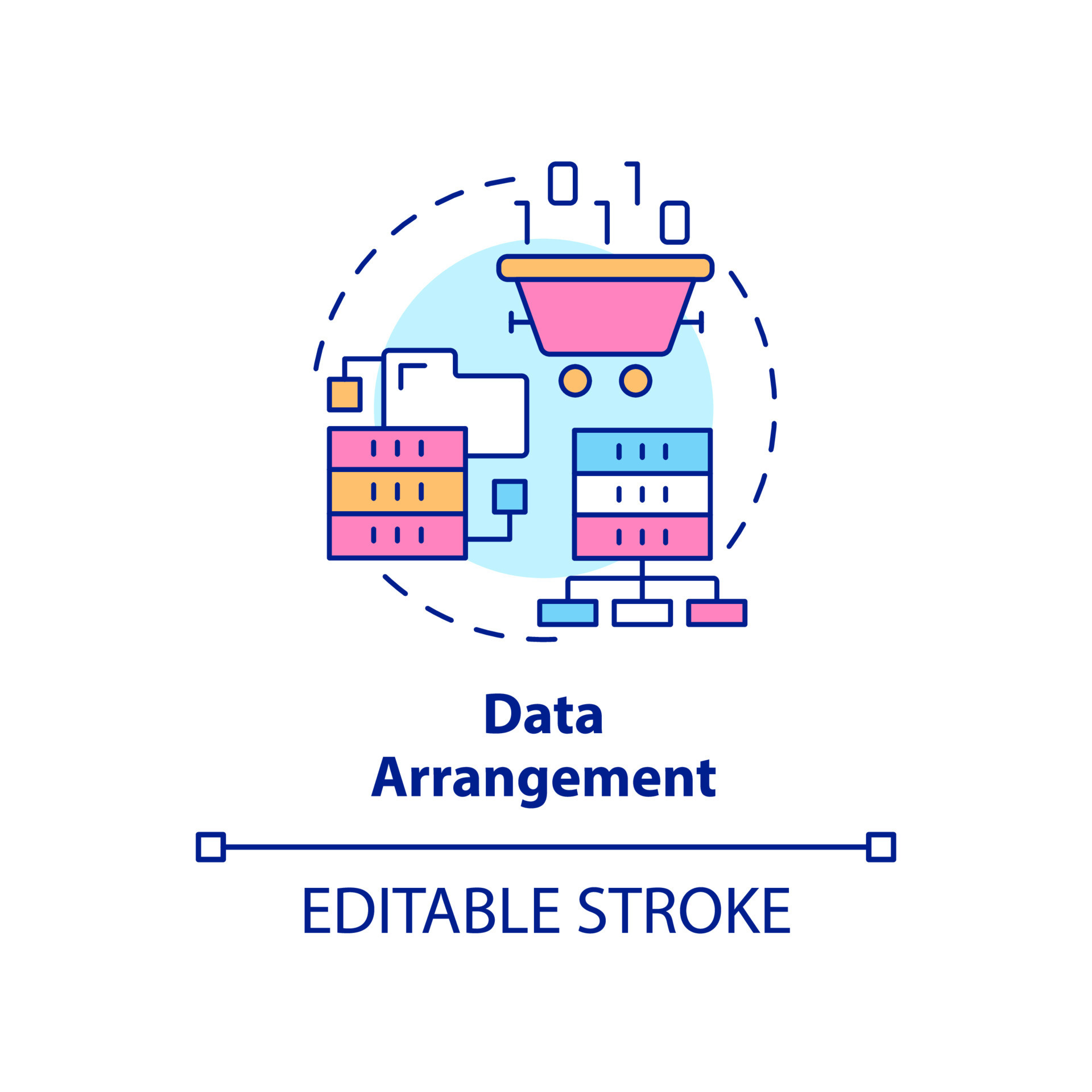 Data arrangement concept icon. Sorting large dataset abstract idea thin ...