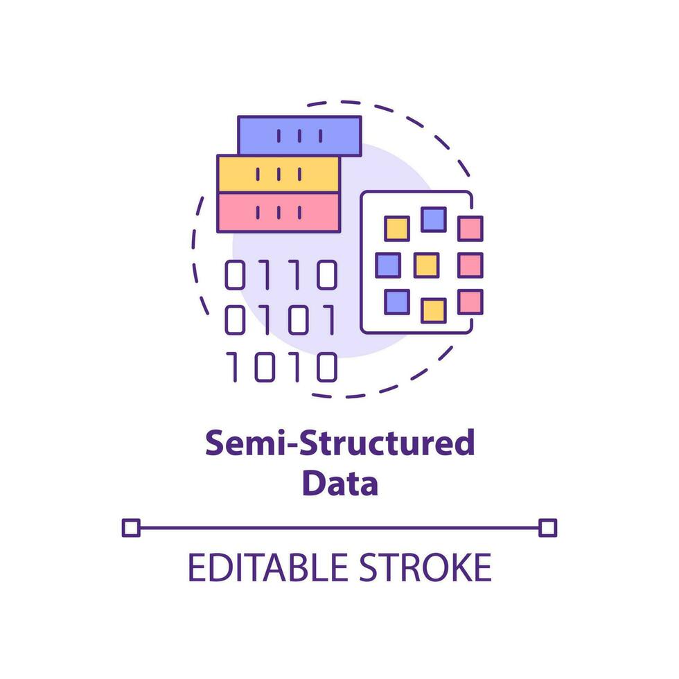 Semi-structured data concept icon. Big data type abstract idea thin line illustration. Barely structured model. Isolated outline drawing. Editable stroke. vector