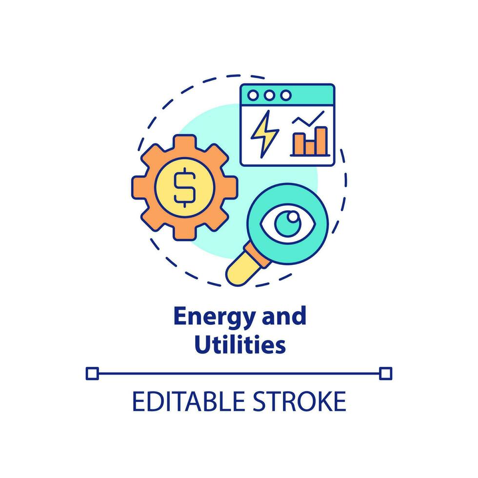 Energy and utilities concept icon. Big data application abstract idea thin line illustration. Failure probability modeling. Isolated outline drawing. Editable stroke. vector