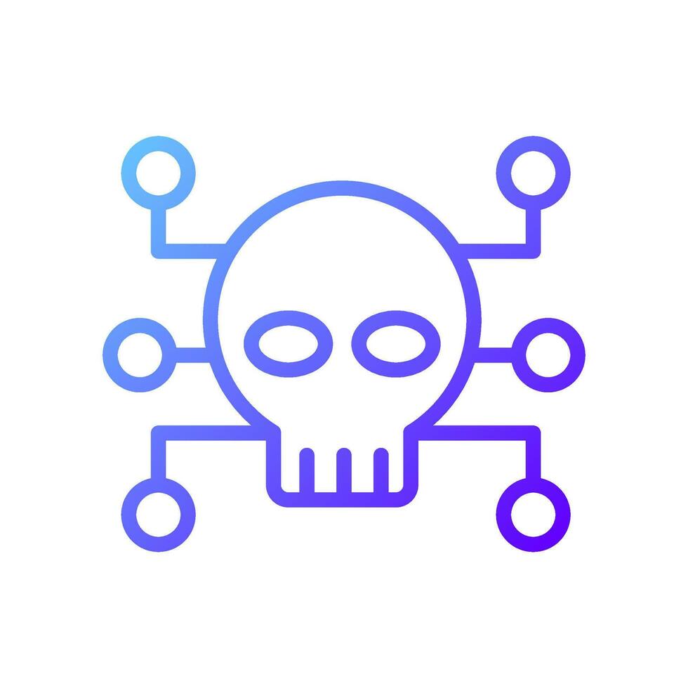 Cybercrime pixel perfect gradient linear vector icon. Criminal and illegal activity. Malicious computer network attack. Thin line color symbol. Modern style pictogram. Vector isolated outline drawing