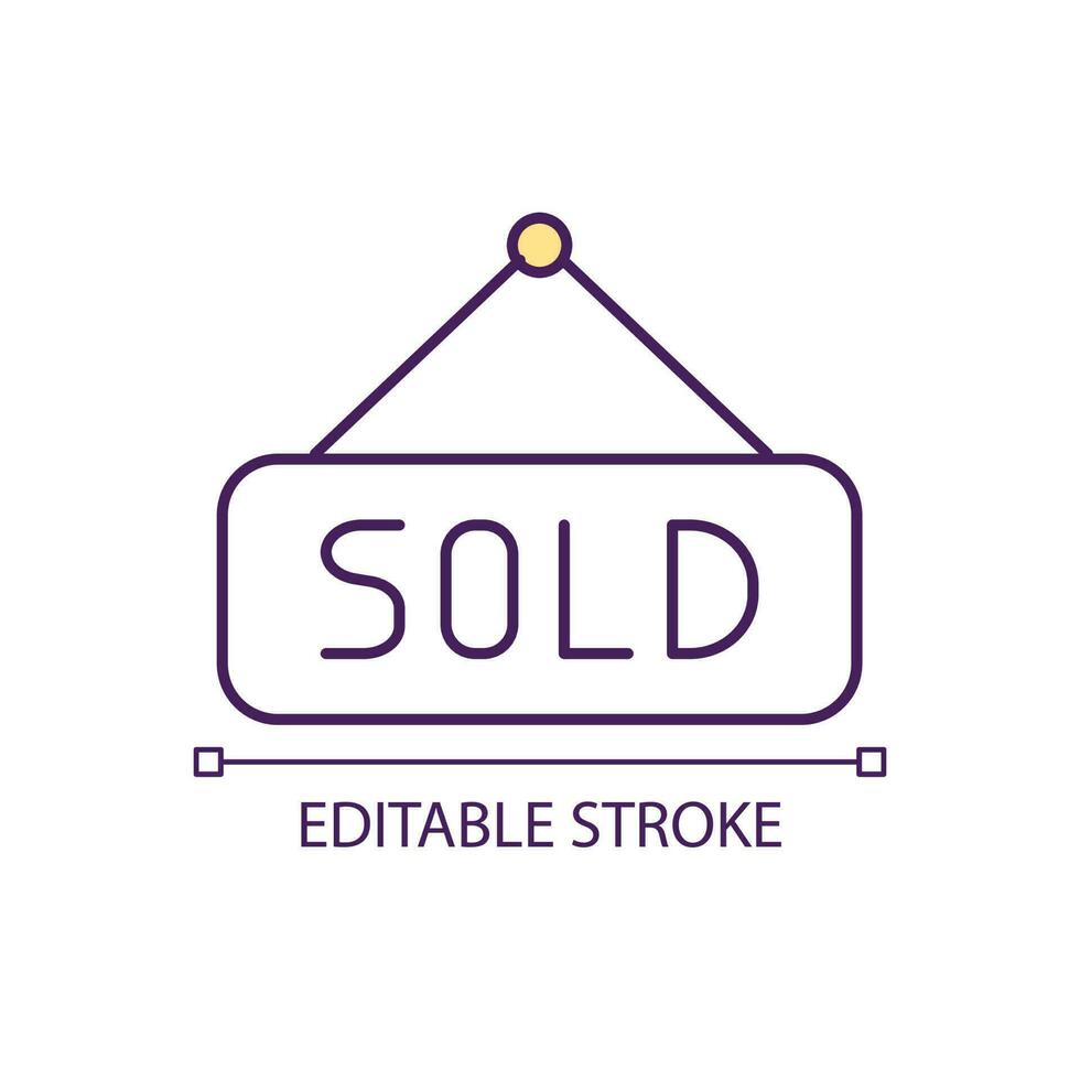 Sold tablet concept icon. Marketing and commerce. Store door sign abstract idea thin line illustration. Isolated outline drawing. Editable stroke. vector