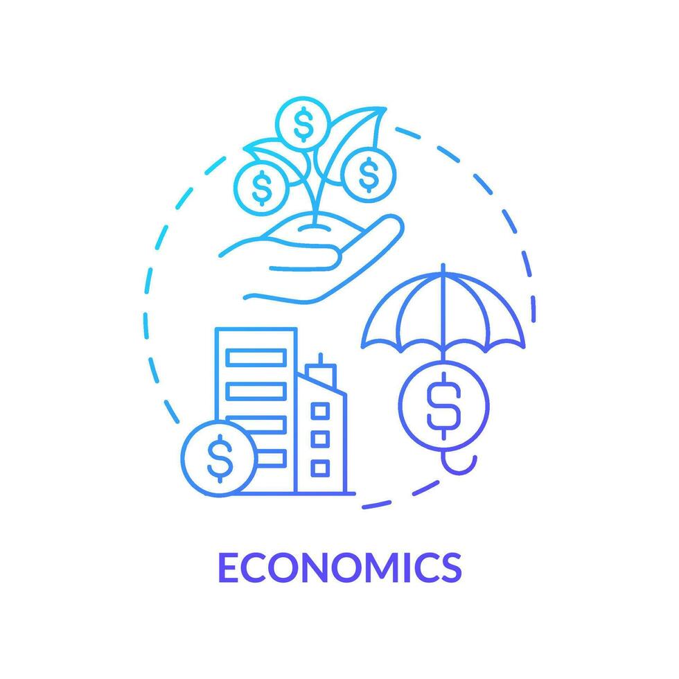 Economics blue gradient concept icon. Resources allocation system. Wealth. Social institution abstract idea thin line illustration. Isolated outline drawing vector