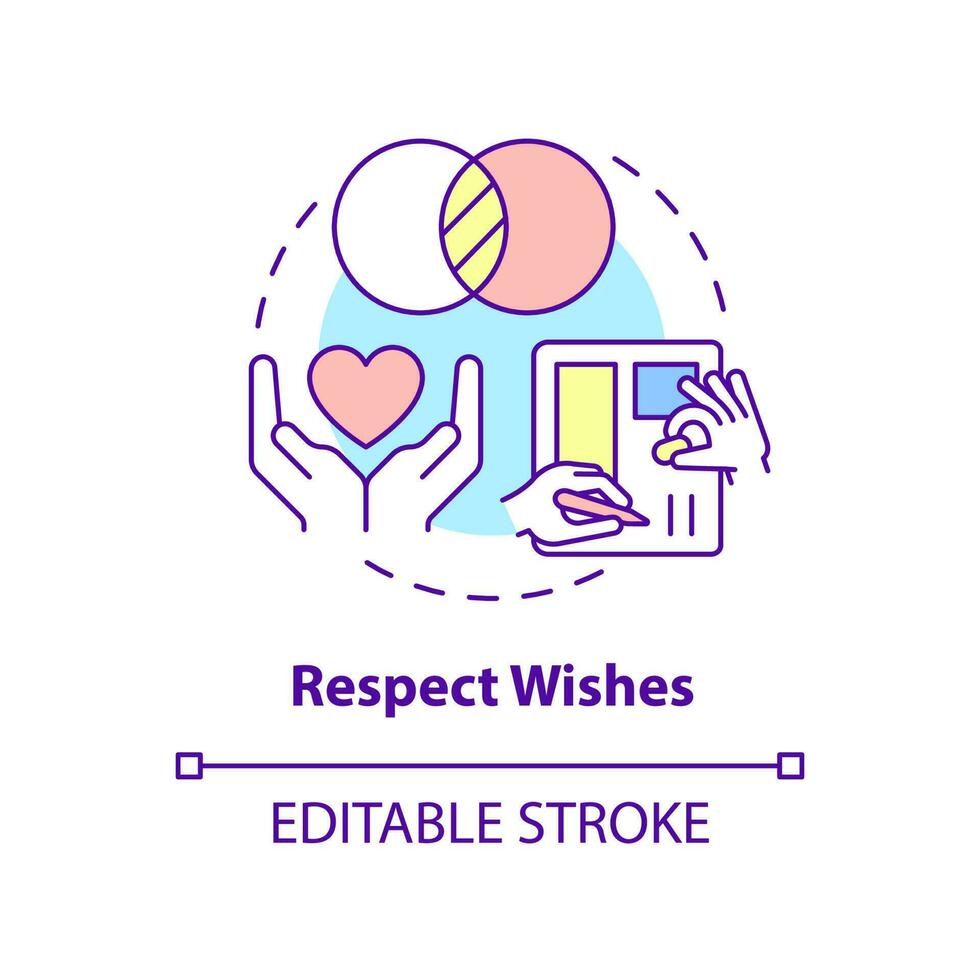 Respect wishes concept icon. Build healthy relationships abstract idea thin line illustration. Compromising with partner. Isolated outline drawing. Editable stroke. vector