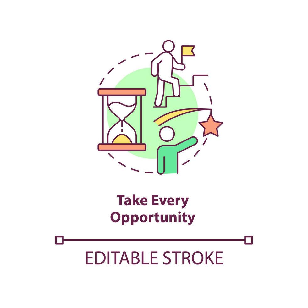 Take every opportunities concept icon. Boosting mental health and wellbeing abstract idea thin line illustration. Isolated outline drawing. Editable stroke. vector