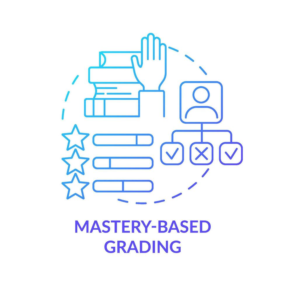 icono de concepto de gradiente azul de calificación basado en el dominio. medida del progreso del estudiante. educación tendencia idea abstracta ilustración de línea delgada. dibujo de contorno aislado. vector