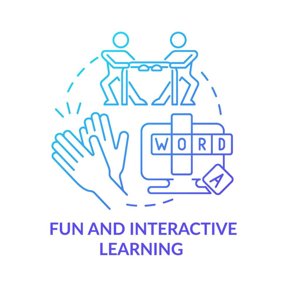 Fun and interactive learning blue gradient concept icon. Benefit of gamification. Education trend abstract idea thin line illustration. Isolated outline drawing. vector