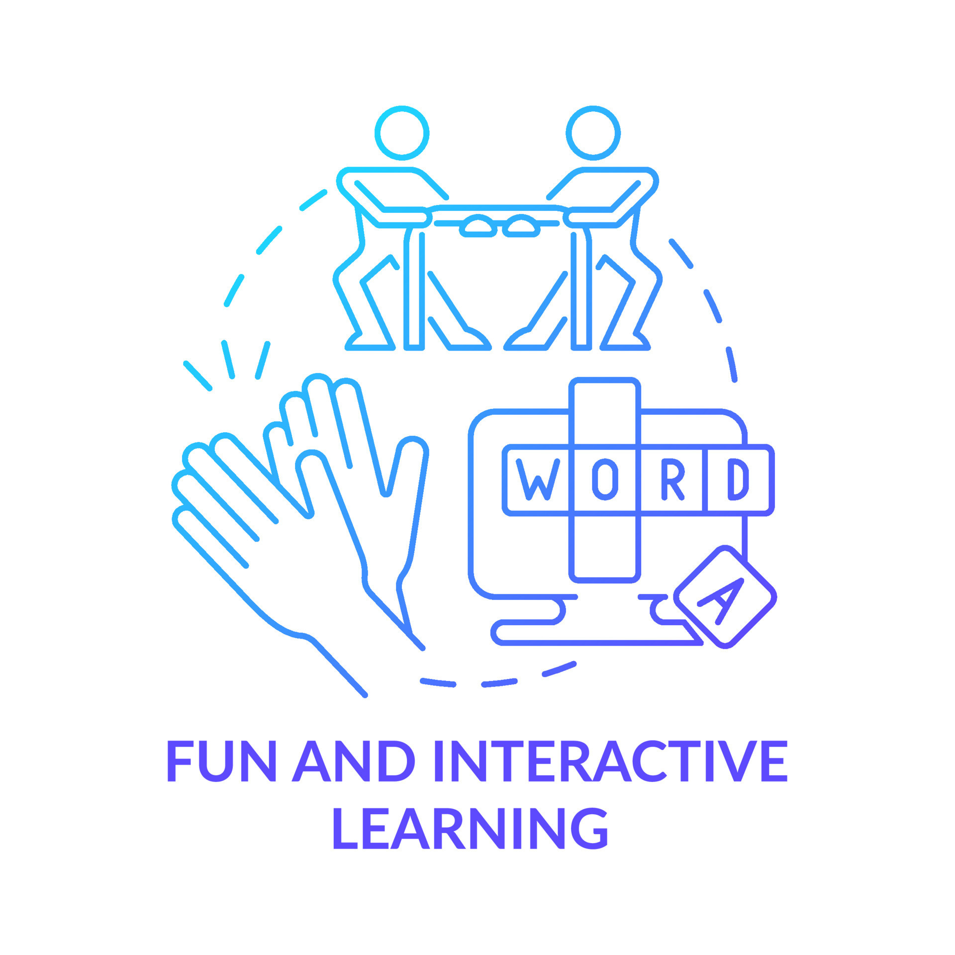 Fun and interactive learning blue gradient concept icon benefit of