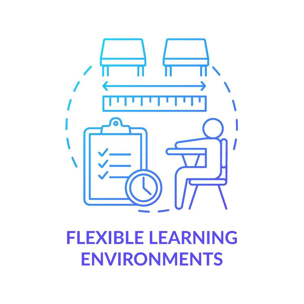 Flexible learning environments blue gradient concept icon. Personalized school education program abstract idea thin line illustration. Isolated outline drawing. vector