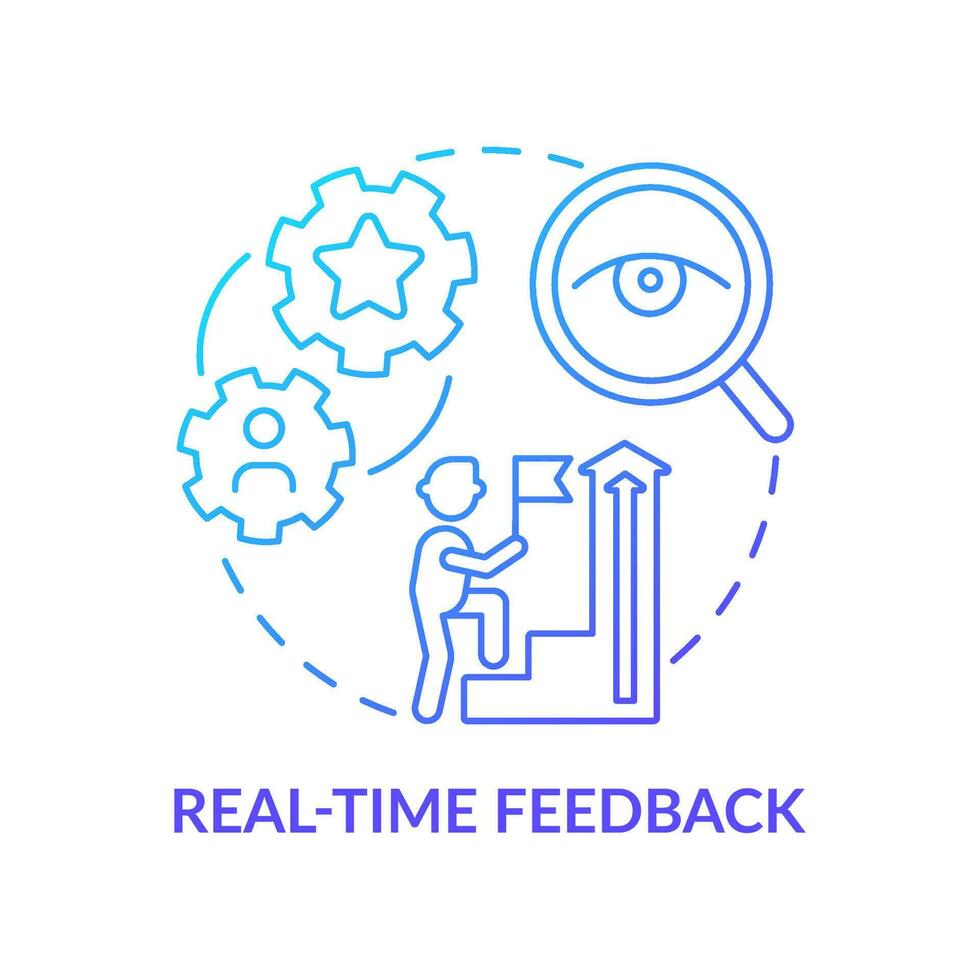 Real time feedback blue gradient concept icon. Gamification benefit for students. Education trend abstract idea thin line illustration. Isolated outline drawing. vector