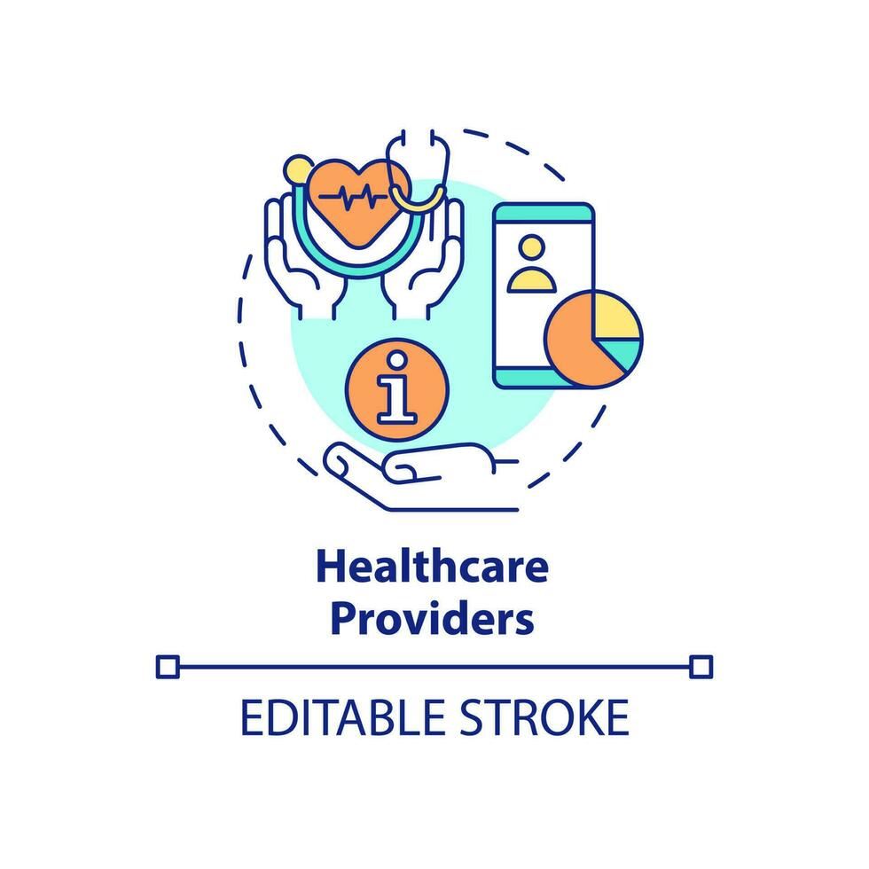 Healthcare providers concept icon. Big data application abstract idea thin line illustration. Electronic health records. Isolated outline drawing. Editable stroke. vector