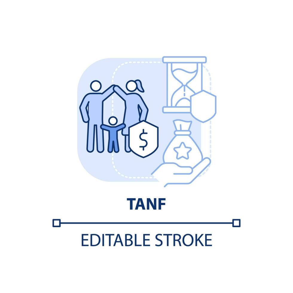 TANF light blue concept icon. Temporary assistance. Government benefit abstract idea thin line illustration. Isolated outline drawing. Editable stroke. vector