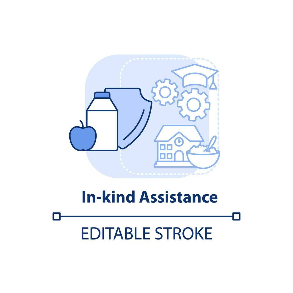 In kind assistance light blue concept icon. School nutrition. Social assistance abstract idea thin line illustration. Isolated outline drawing. Editable stroke. vector