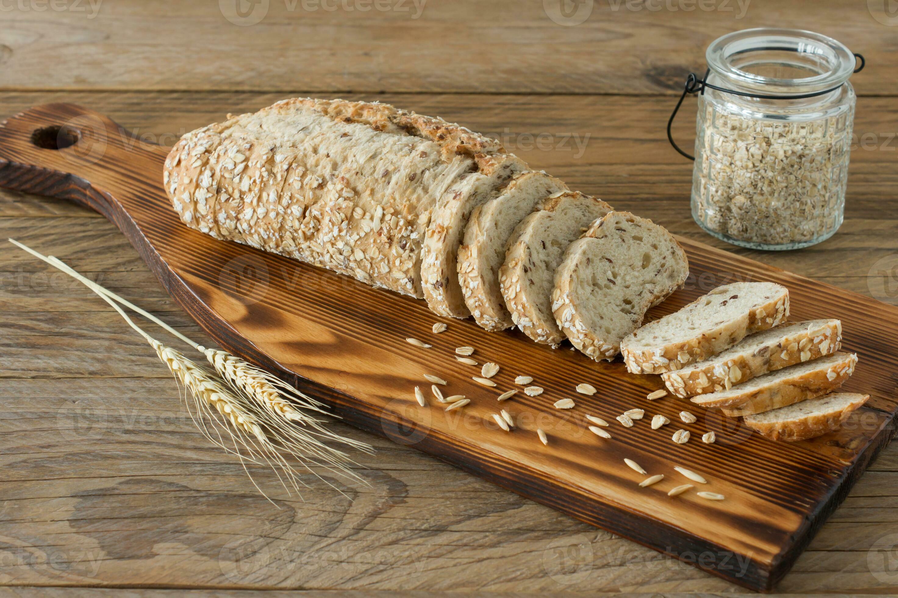 Glutenfree vegan bread and no animal products. Vegetarian bread with oatmeal, banana flavor, on
