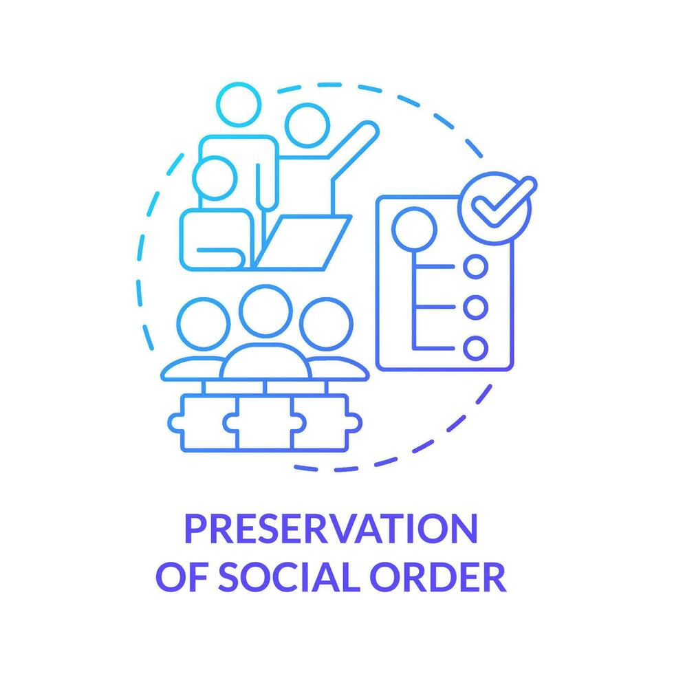 Preservation of social order blue gradient concept icon. Organizations tangency. Social institutions function abstract idea thin line illustration. Isolated outline drawing vector