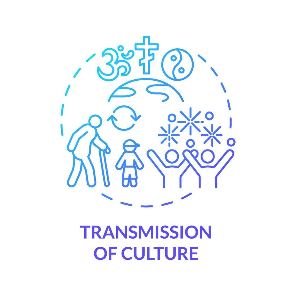 Transmission of culture blue gradient concept icon. Cultural heritage