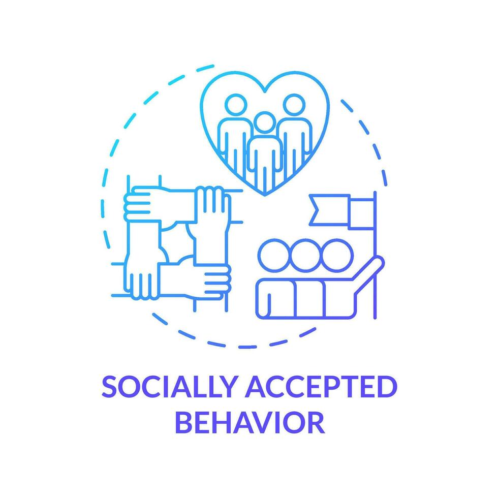 Socially accepted behavior blue gradient concept icon. Norms and values. Social institutions advantage abstract idea thin line illustration. Isolated outline drawing vector