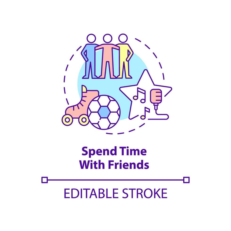 Spend time with friends concept icon. Building healthy relationships abstract idea thin line illustration. Mutual respect. Isolated outline drawing. Editable stroke. vector