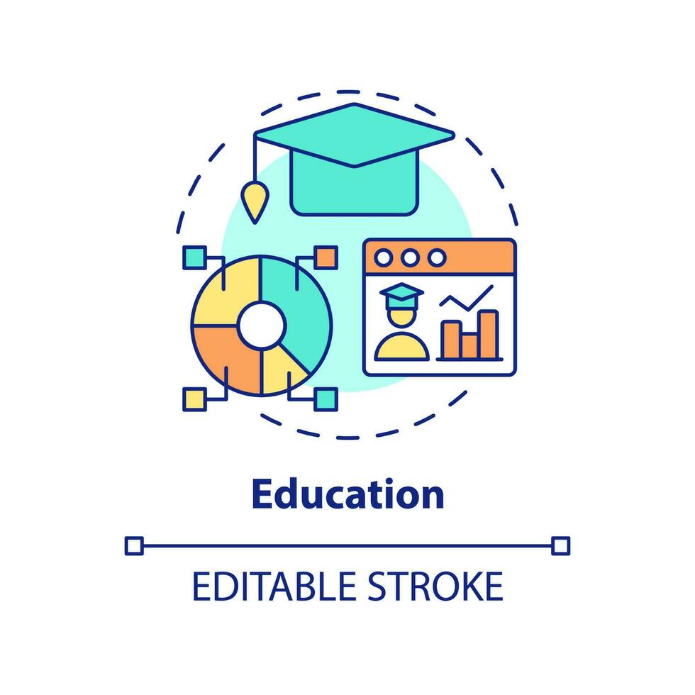 Education concept icon. Big data application abstract idea thin line illustration. Improving academic performance. Isolated outline drawing. Editable stroke. vector