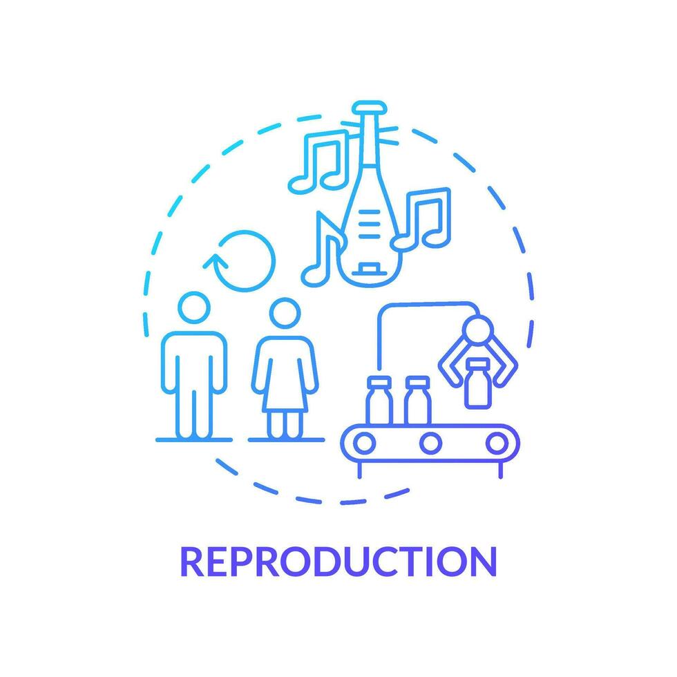 Reproduction blue gradient concept icon. Social life patterns. Social institutions function abstract idea thin line illustration. Isolated outline drawing vector