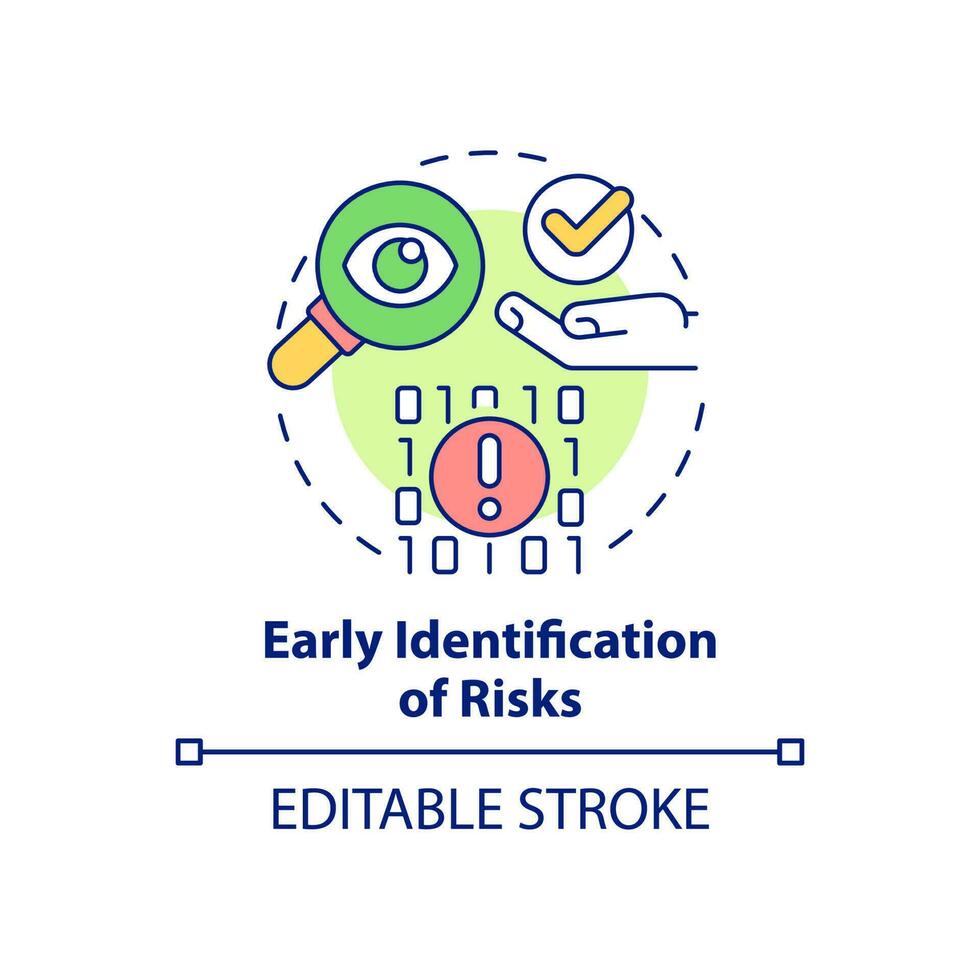 Early identification of risks concept icon. Big data processing advantage abstract idea thin line illustration. Forecast. Isolated outline drawing. Editable stroke. vector