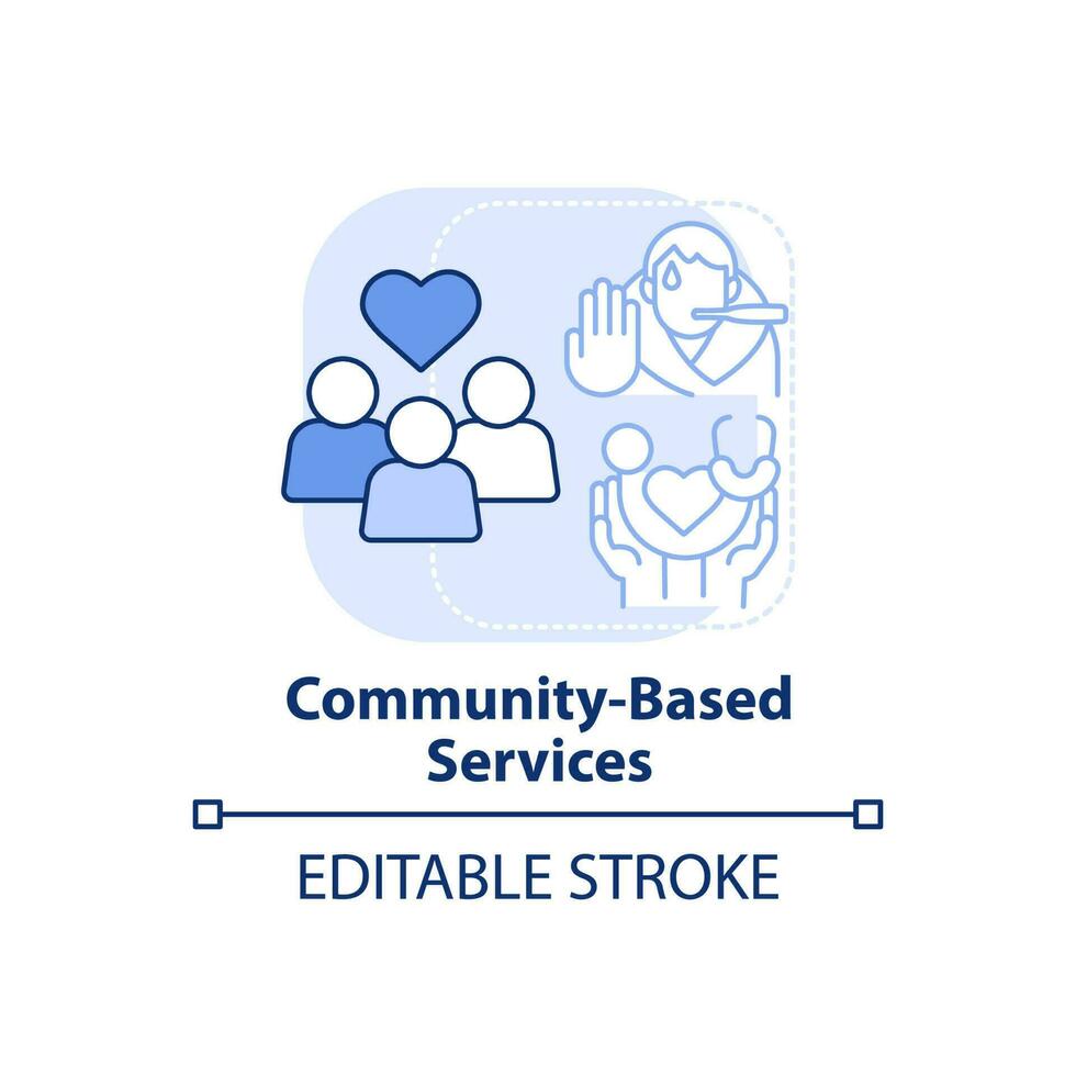 Community based services light blue concept icon. Public health. Medical care service abstract idea thin line illustration. Isolated outline drawing. Editable stroke. vector