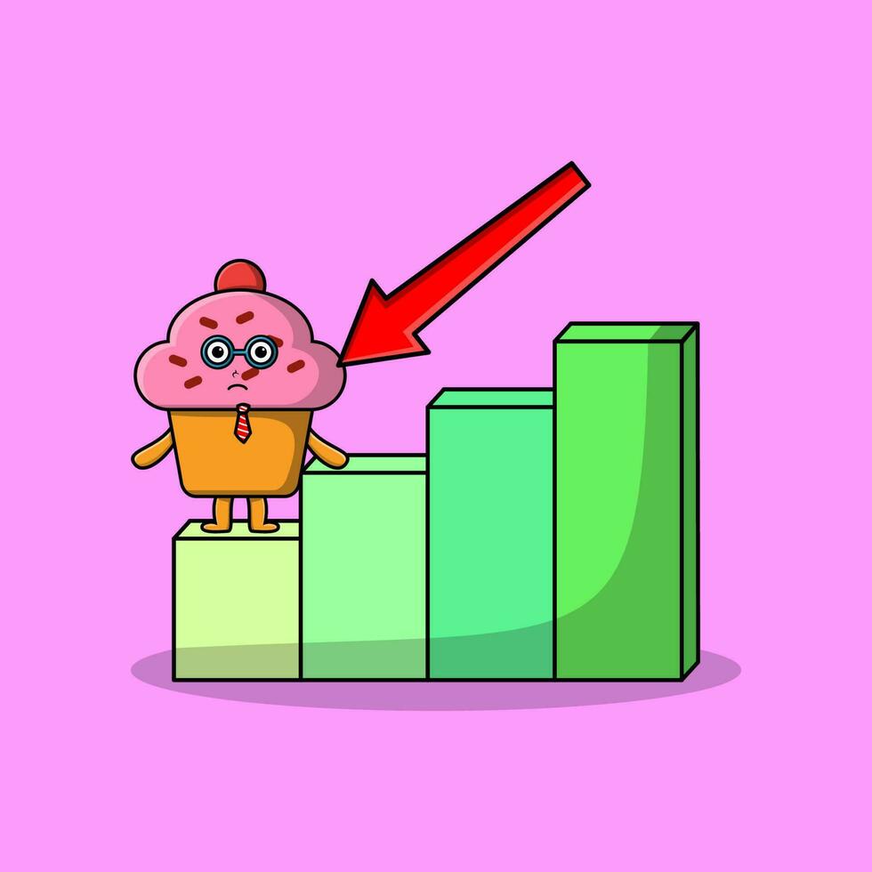 Cupcake cute businessman with a inflation chart vector