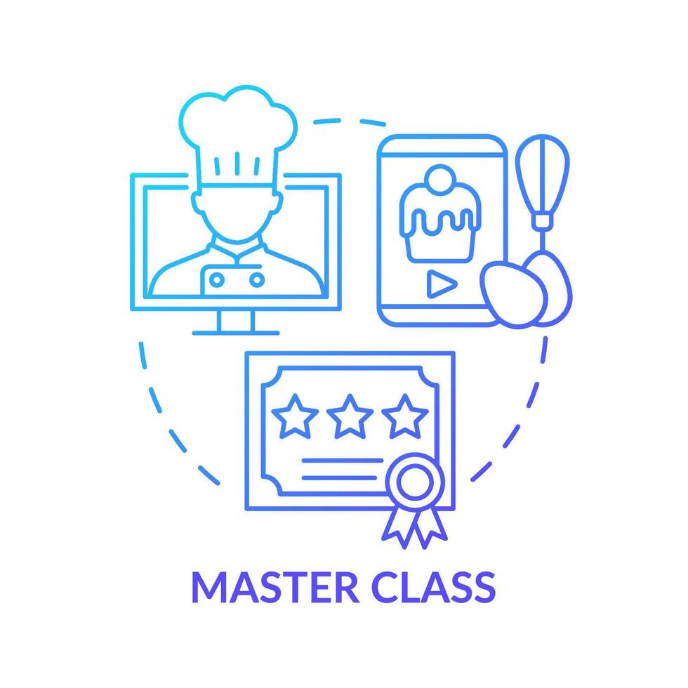 Master class blue gradient concept icon. Internet courses for students. Online education trend abstract idea thin line illustration. Isolated outline drawing. vector