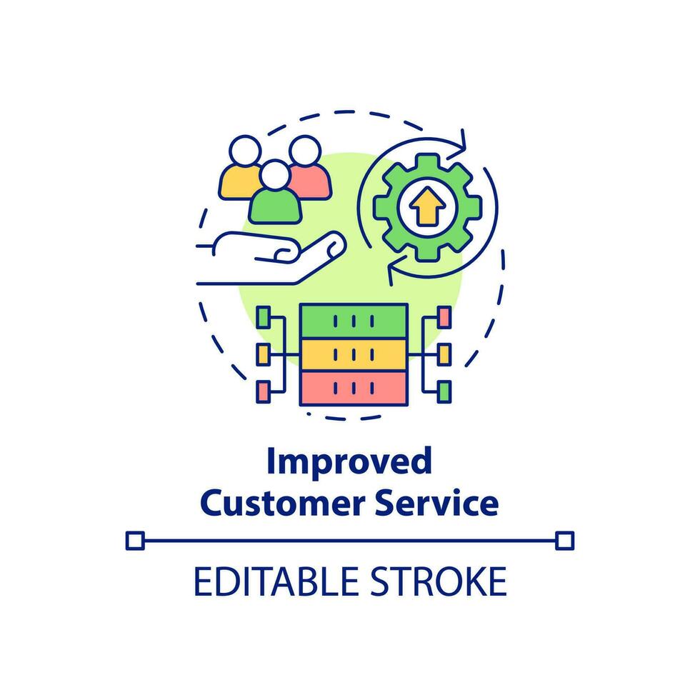 icono de concepto de servicio al cliente mejorado. grandes profesionales de procesamiento de datos idea abstracta ilustración de línea delgada. analítica avanzada. dibujo de contorno aislado. trazo editable. vector