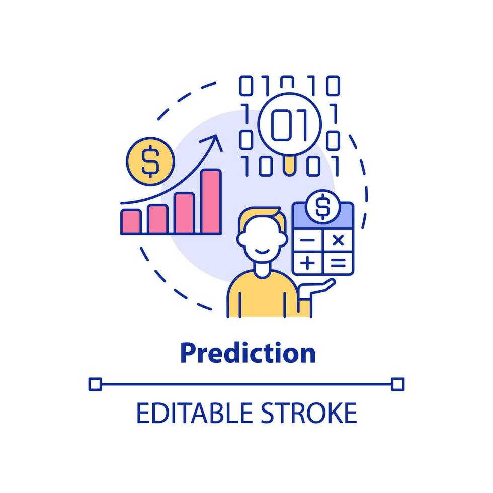 Prediction concept icon. Data mining technique abstract idea thin line illustration. Statistical method. Predictive tool. Isolated outline drawing. Editable stroke. vector