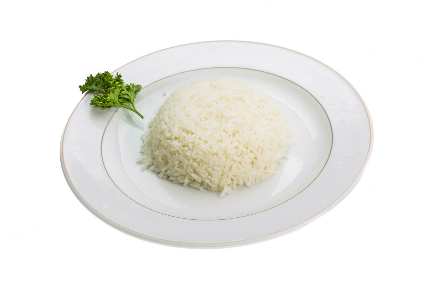 arroz hervido en blanco foto