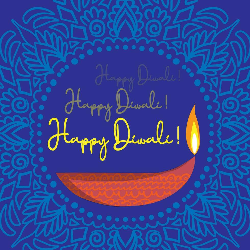 illustration of burning diya on Happy Diwali white background for light festival of India vector